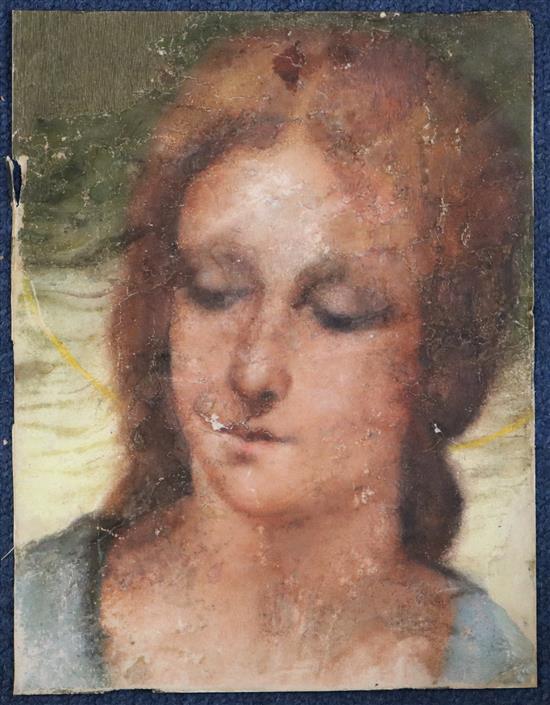 Italian School pastel, Head of a female saint(-)